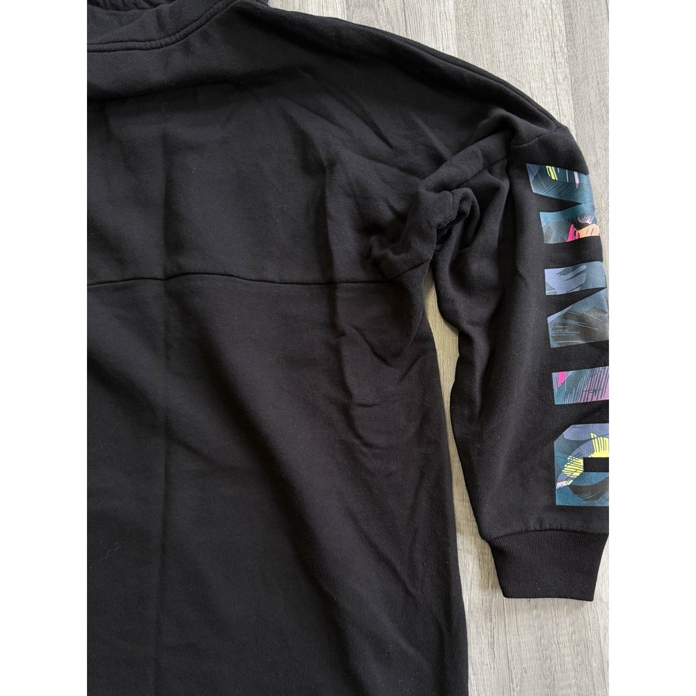 Pink Victoria Secret Sweatshirt Oversized Black 1/4 Zip Tropical Logo Medium - Picture 9 of 16